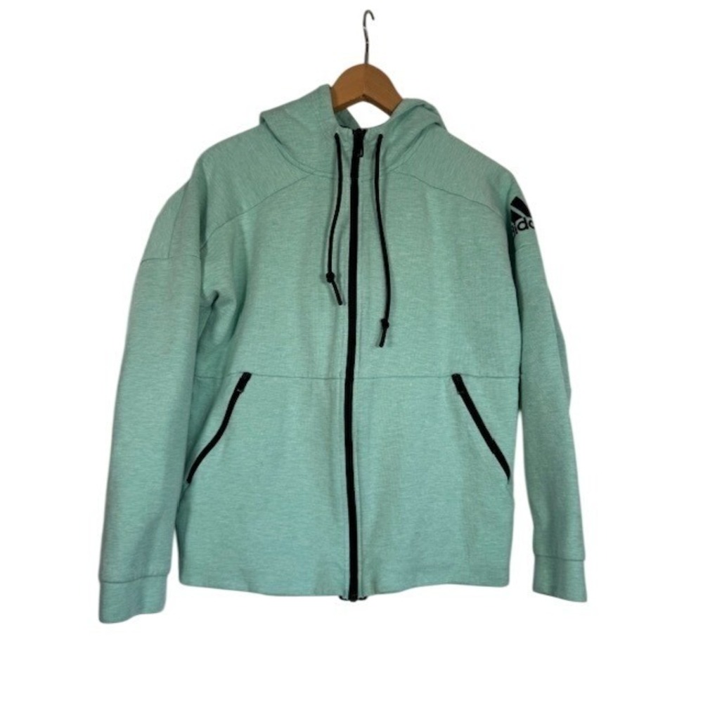 Adidas Women's Mint‎ Green Zip Up Hoodie Athletic Logo Sweatshirt Size S